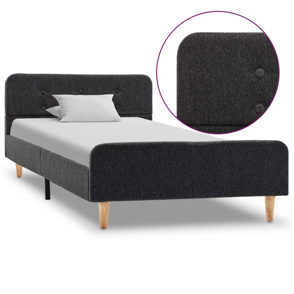 vidaXL Bed Frame Dark Grey Fabric 100x200 cm