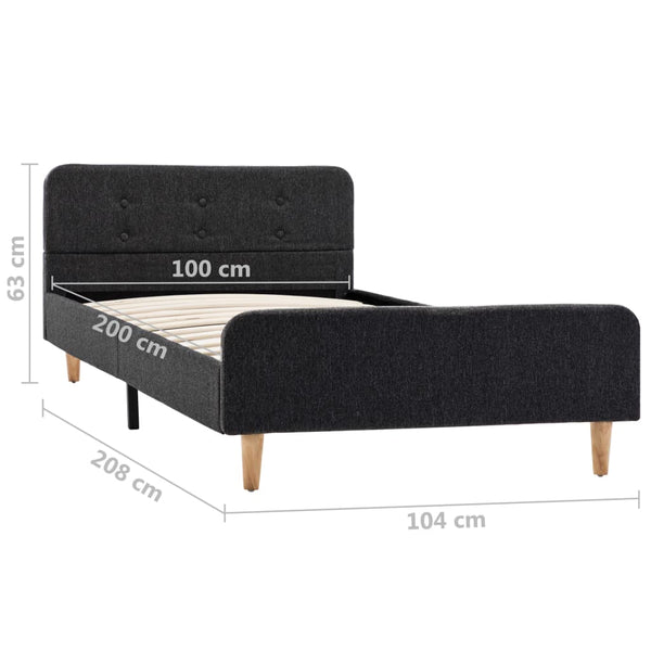 vidaXL Bed Frame Dark Grey Fabric 100x200 cm