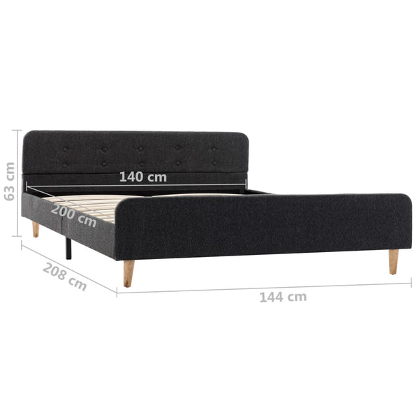 vidaXL Bed Frame Dark Grey Fabric 140x200 cm