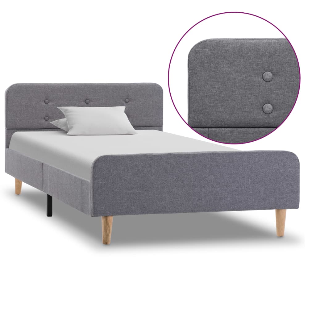 vidaXL Bed Frame Light Gray Fabric 90x200 cm
