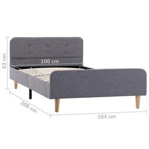 vidaXL Bed Frame Light Gray Fabric 100x200 cm