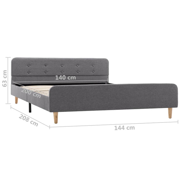 vidaXL Bed Frame Light Gray Fabric 140x200 cm