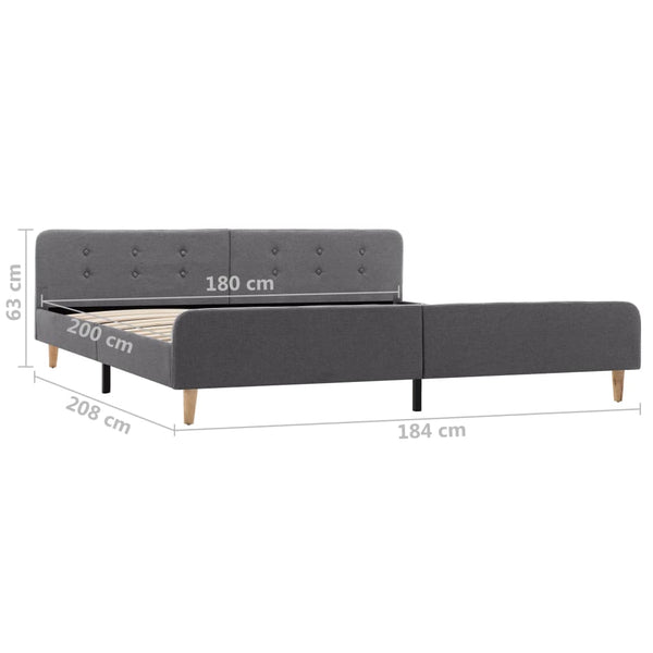 vidaXL Bed Frame Light Grey Fabric 180x200 cm