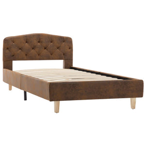 vidaXL Bed Frame Brown Suede Look 90x200 cm