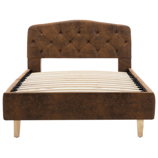 vidaXL Bed Frame Brown Suede Look 90x200 cm