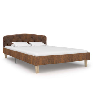 vidaXL Bed Frame Brown Suede Look 120x200 cm