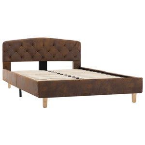 vidaXL Bed Frame Brown Suede Look 120x200 cm