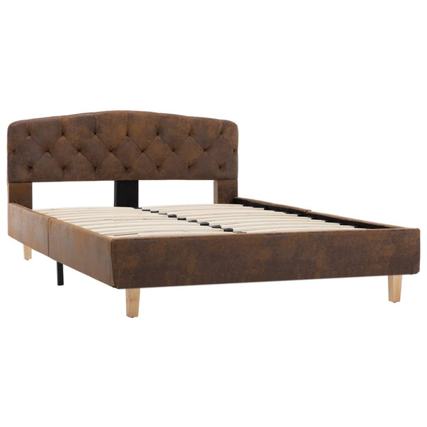 vidaXL Bed Frame Brown Suede Look 120x200 cm