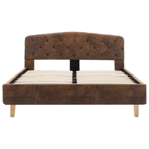 vidaXL Bed Frame Brown Suede Look 120x200 cm