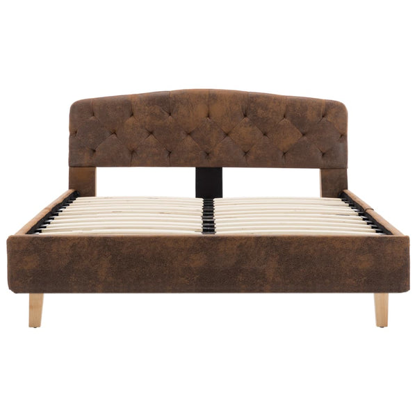 vidaXL Bed Frame Brown Suede Look 120x200 cm