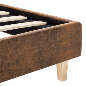 vidaXL Bed Frame Brown Suede Look 120x200 cm