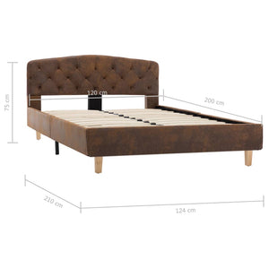 vidaXL Bed Frame Brown Suede Look 120x200 cm