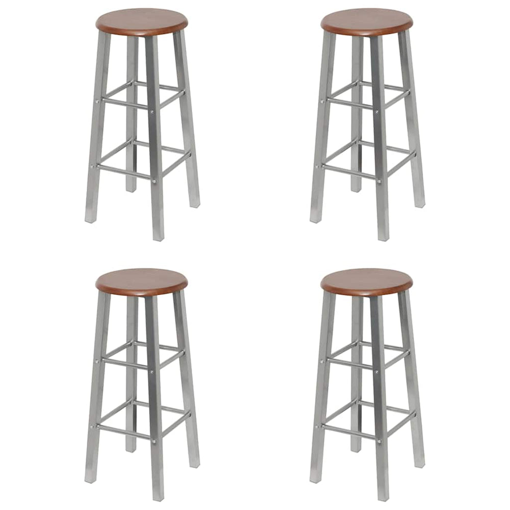 vidaXL Bar Stools 4 pcs Silver and Brown MDF