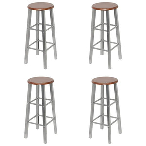 vidaXL Bar Stools 4 pcs Silver and Brown MDF