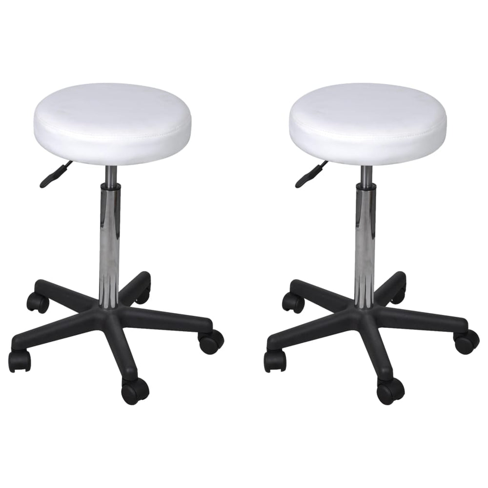 vidaXL Office Stools 2 pcs White 35.5x84 cm Faux Leather
