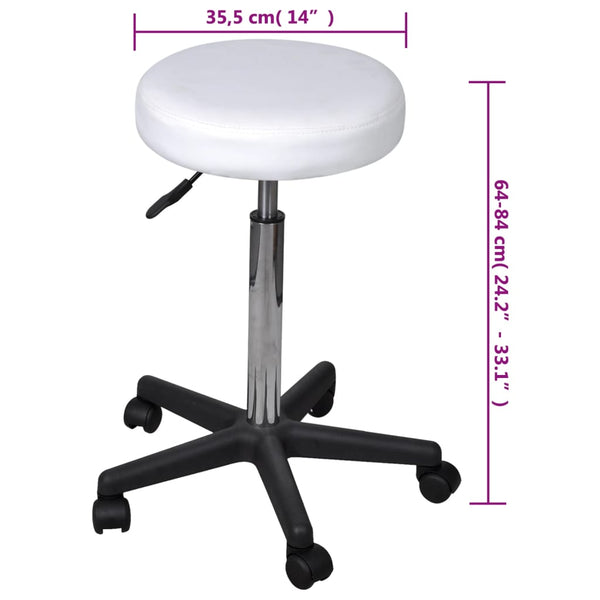 vidaXL Office Stools 2 pcs White 35.5x84 cm Faux Leather