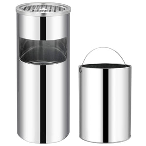 vidaXL Litter Bin with Ashtray Hotel 30 L Stainless Steel