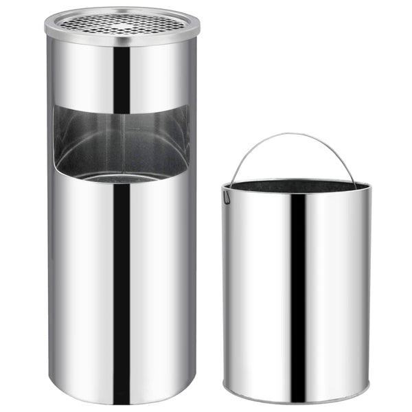 vidaXL Litter Bin with Ashtray Hotel 30 L Stainless Steel