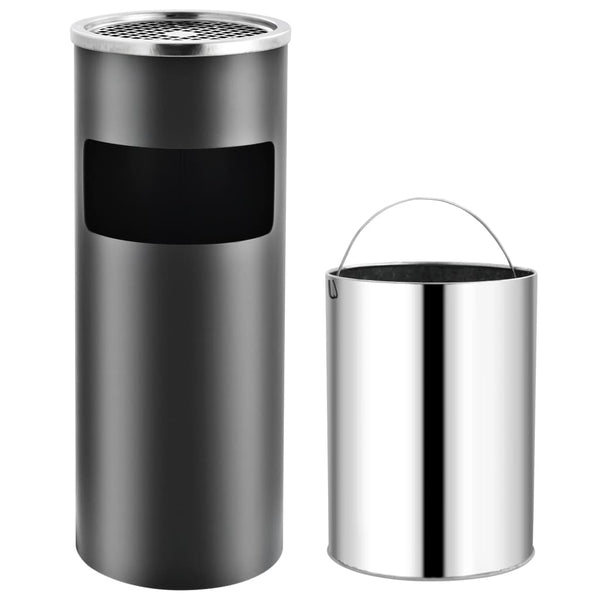 vidaXL Standing Ashtray 30 L Steel Grey