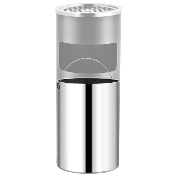 vidaXL Standing Ashtray 30 L Steel Grey