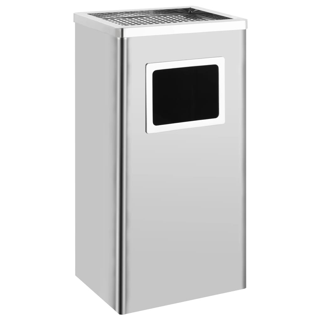 vidaXL Waste Bin with Ashtray Hotel 45 L Stainless Steel