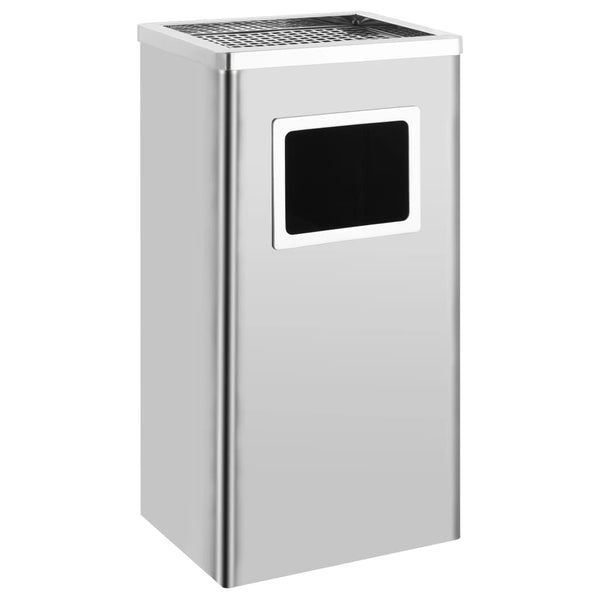 vidaXL Waste Bin with Ashtray Hotel 45 L Stainless Steel