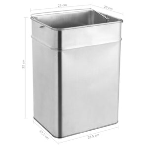 vidaXL Waste Bin with Ashtray Hotel 45 L Stainless Steel