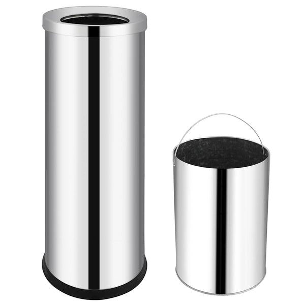 vidaXL Hotel Waste Bin Stainless Steel 32 L