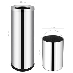 vidaXL Hotel Waste Bin Stainless Steel 32 L