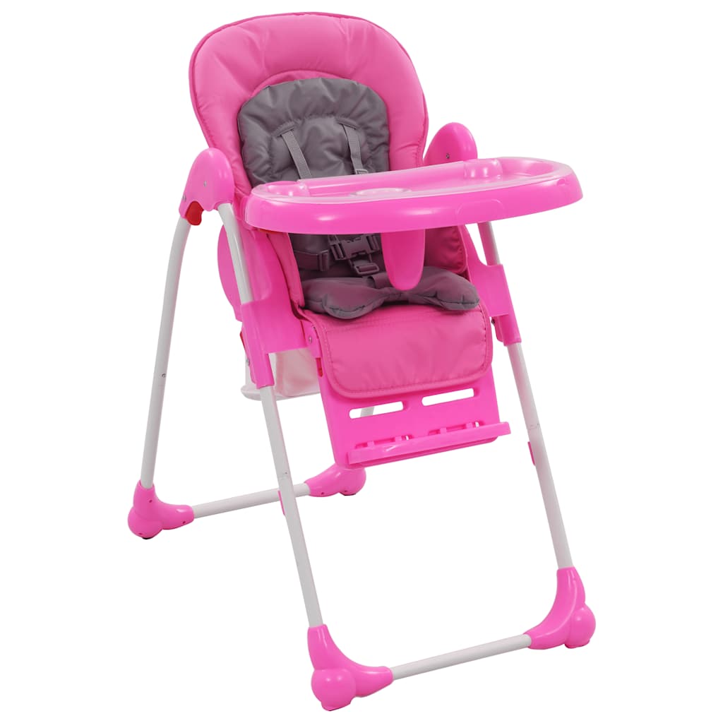 vidaXL Baby High Chair Pink and Grey