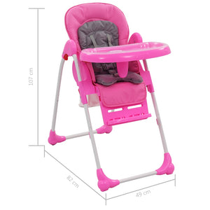 vidaXL Baby High Chair Pink and Grey