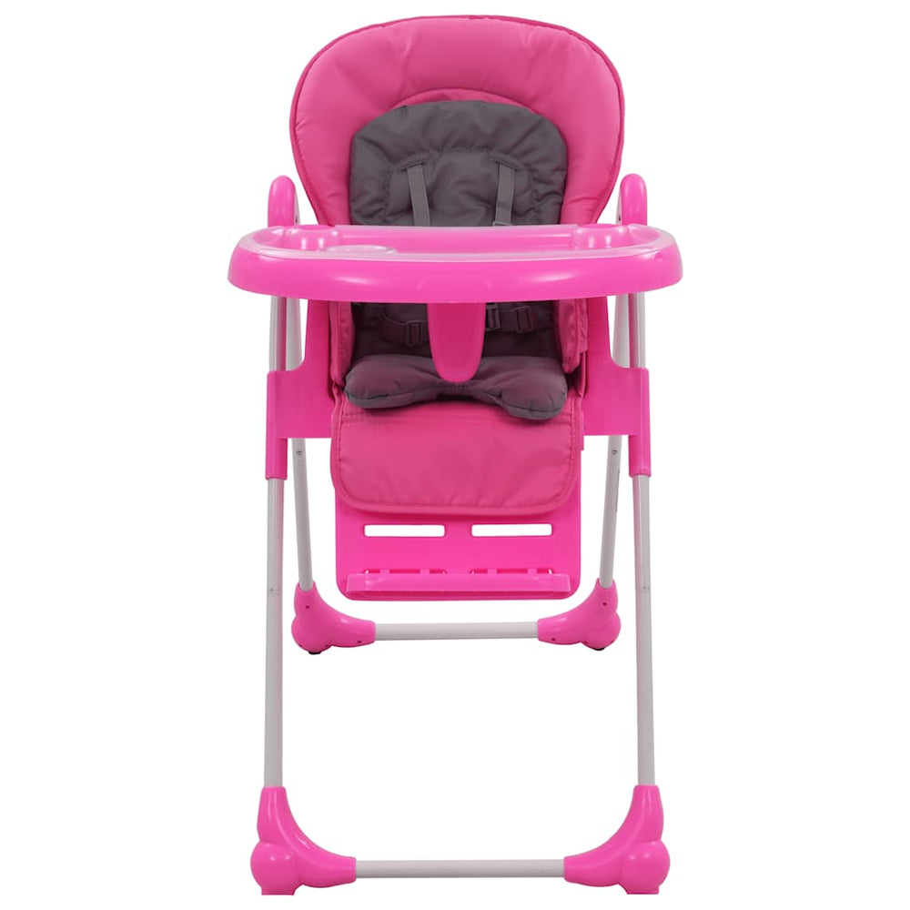 vidaXL Baby High Chair Pink and Grey
