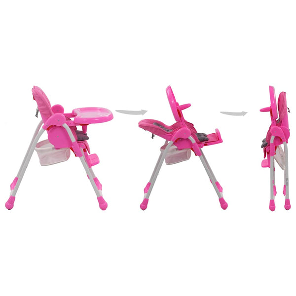 vidaXL Baby High Chair Pink and Grey