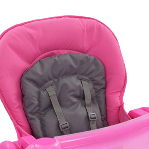 vidaXL Baby High Chair Pink and Grey