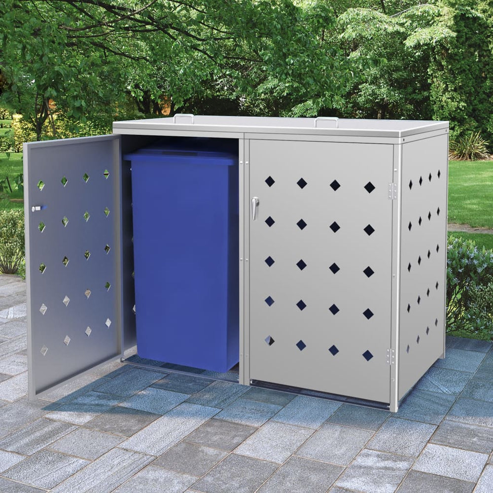 vidaXL Dustbin Shed for 2 Bins 240 L Stainless Steel
