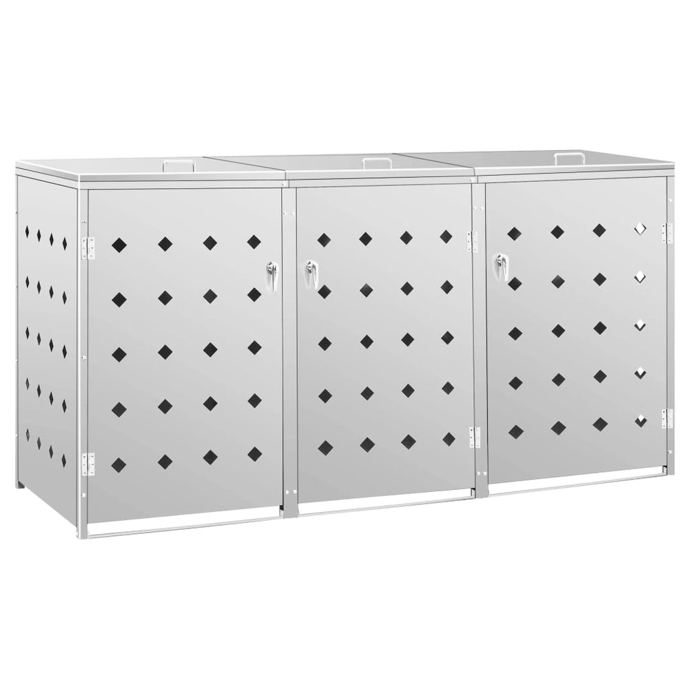 vidaXL Rubbish Bin Shed for 3 Bins 240 L Stainless Steel