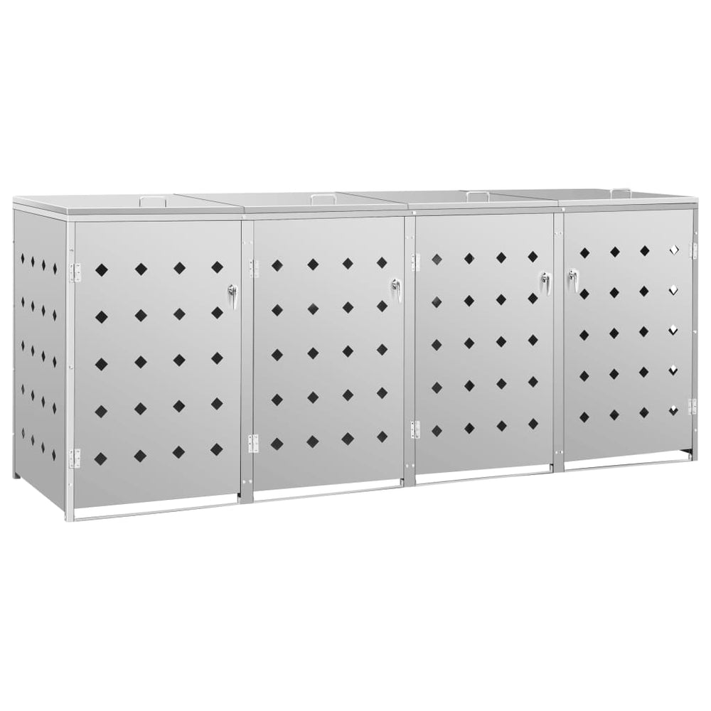 vidaXL Wheelie Bin Storage for 4 Bins 240 L Stainless Steel