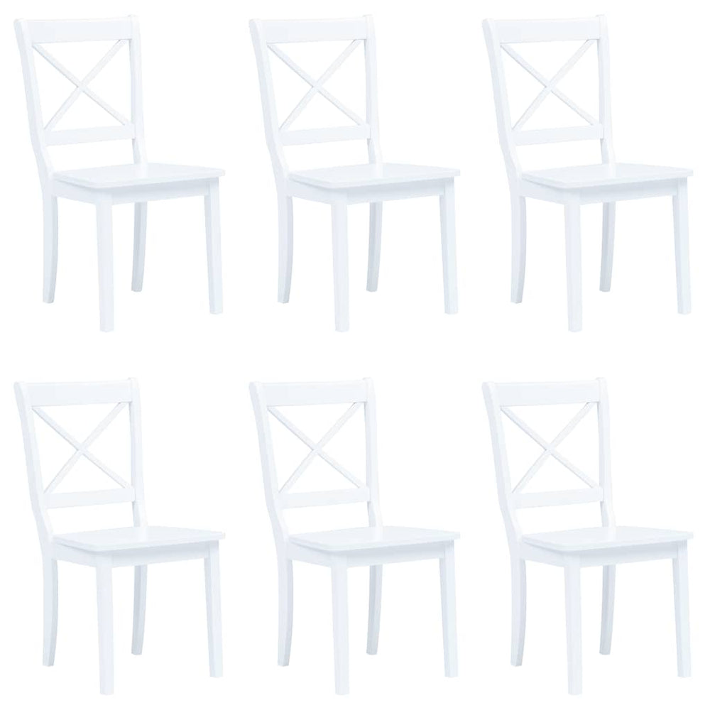 vidaXL Dining Chairs 6 pcs White Solid Rubber Wood