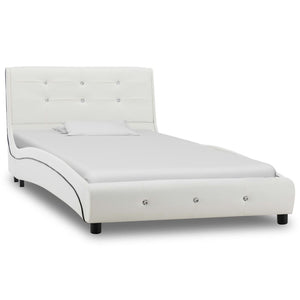 vidaXL Bed with Memory Foam Mattress White Faux Leather 90x200 cm