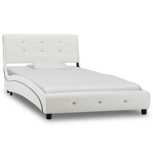 vidaXL Bed with Mattress White Faux Leather 90 x 200 cm