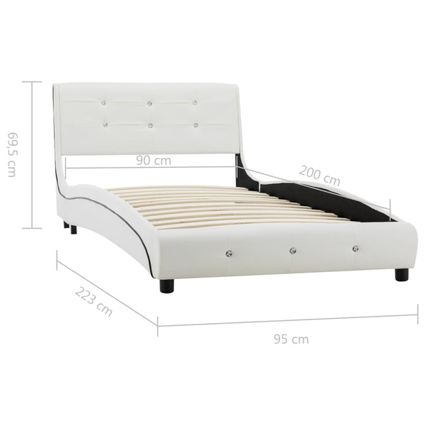 vidaXL Bed with Mattress White Faux Leather 90 x 200 cm