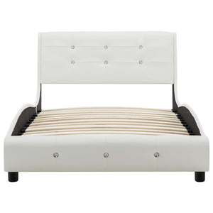 vidaXL Bed with Mattress White Faux Leather 90 x 200 cm