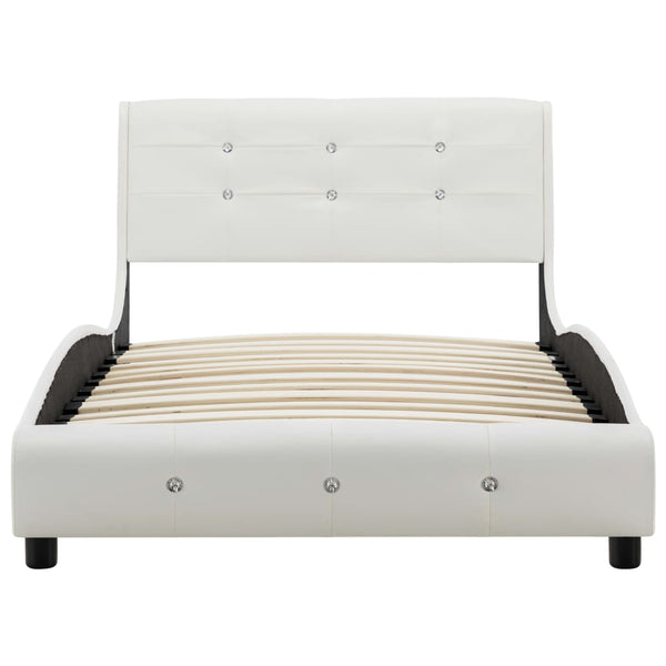 vidaXL Bed with Mattress White Faux Leather 90 x 200 cm