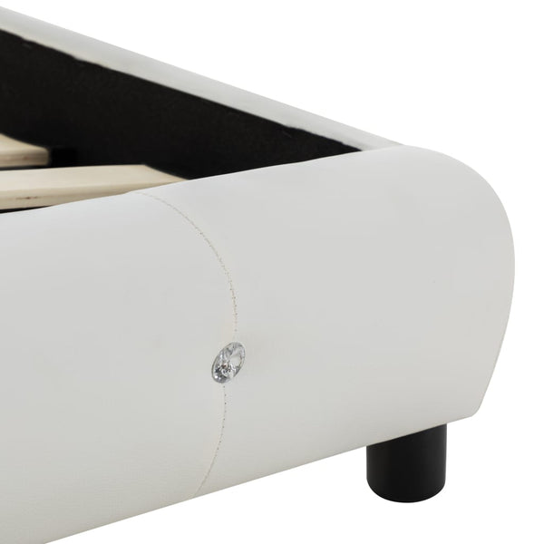 vidaXL Bed with Mattress White Faux Leather 90 x 200 cm