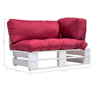vidaXL Garden Pallet Sofa with Red Cushions Pine Wood