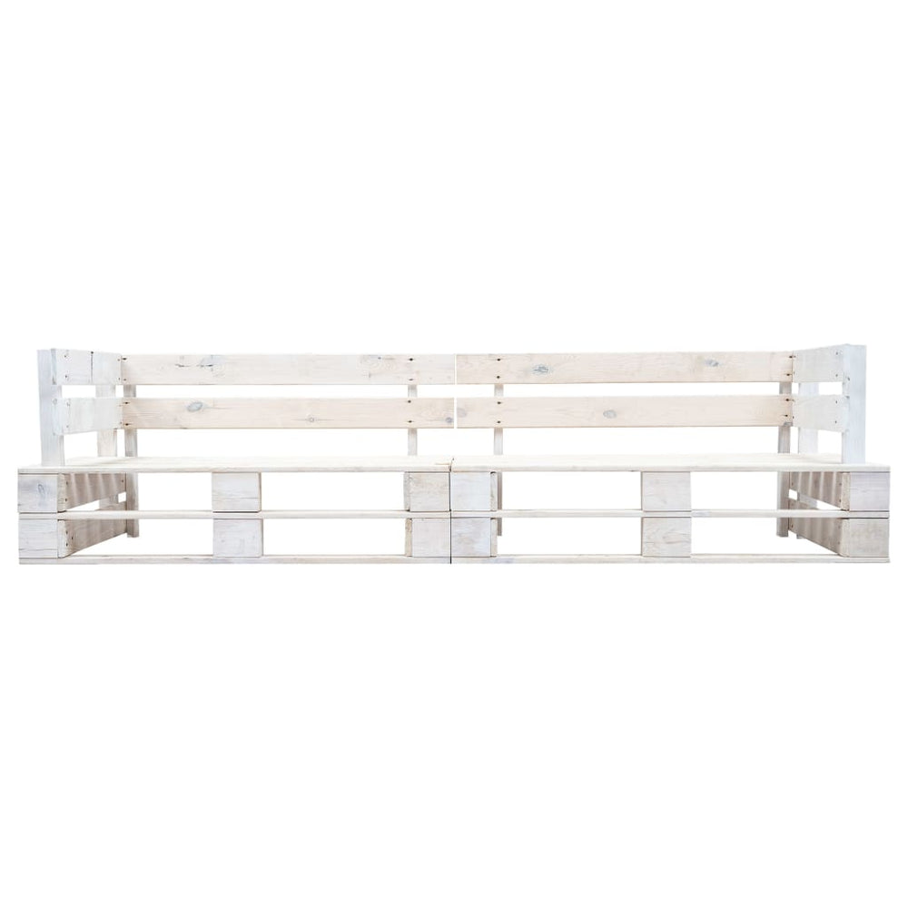 vidaXL 2-Seater Garden Pallet Sofa White Wood