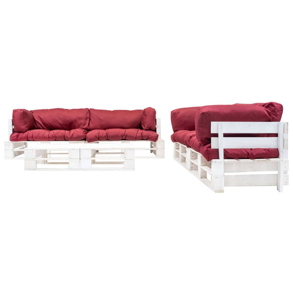 vidaXL 6-Piece Garden Pallet Sofa Set with Red Cushions Wood