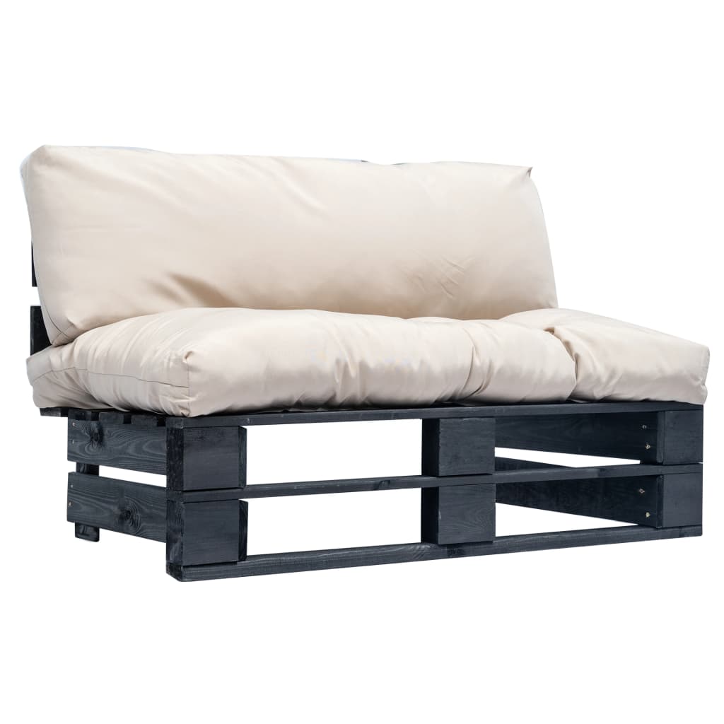 vidaXL Garden Pallet Sofa with Sand-Colored Cushions Pine Wood