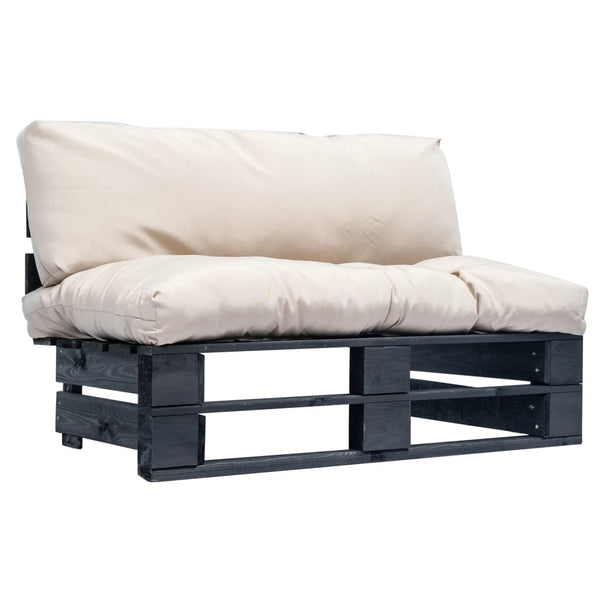 vidaXL Garden Pallet Sofa with Sand-Colored Cushions Pine Wood