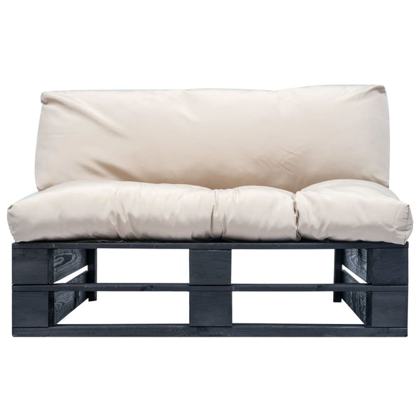 vidaXL Garden Pallet Sofa with Sand-Colored Cushions Pine Wood